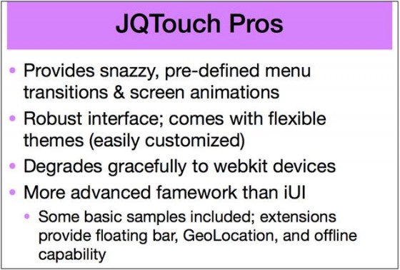  mlearning Strategy JQTouch Pros