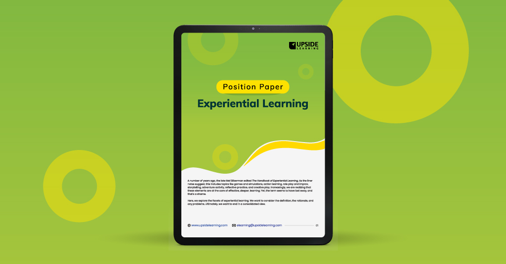 Experiential Learning - Active participation, immersive challenges, and guided reflection to facilitate effective eLearning. Download the position paper now!